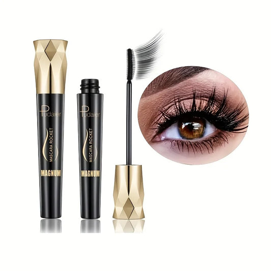 1pc Pudaier Fiber Lash Mascara - Waterproof, Smudge-Proof, Long-Lasting Black Extensions, Natural Look, No Flaking or Clumping,