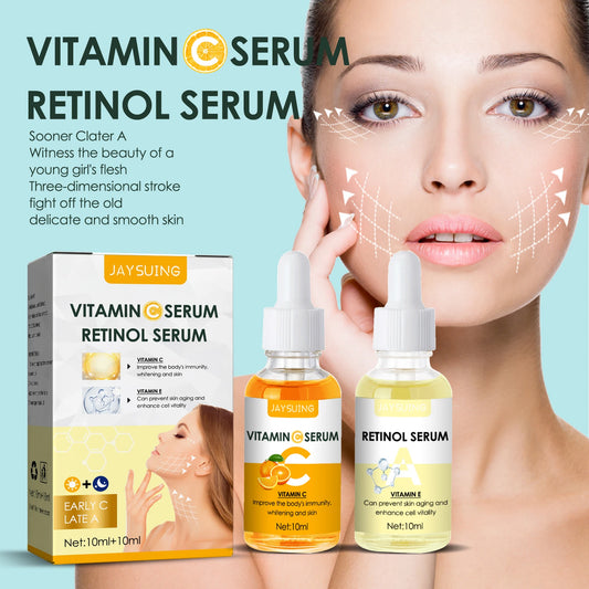 Day Night Vitamin C Retinol Serum Set, Anti-Aging Firming & Brightening Duo, Hydrating Skin Care Combo