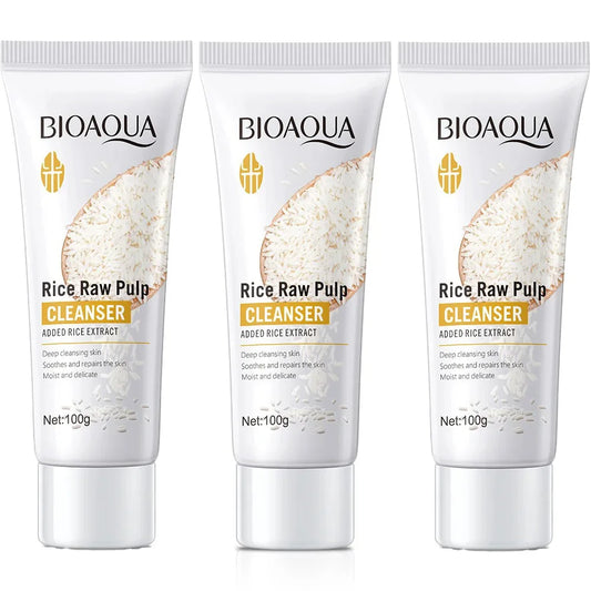 BIOAQUA Rice Raw Pulp Facial Cleanser Face Wash Foam skincare Moisturizing Skin Brightening Rejuvenation Face Cleanser Skin Care