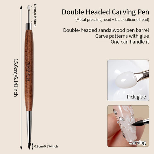 RSNAIL 1/2pcs Dual-ended Nail Design Brushes Phototherapy UV Builder Gel Nail Brush Silicone Carving Pen for DIY Manicure Tool