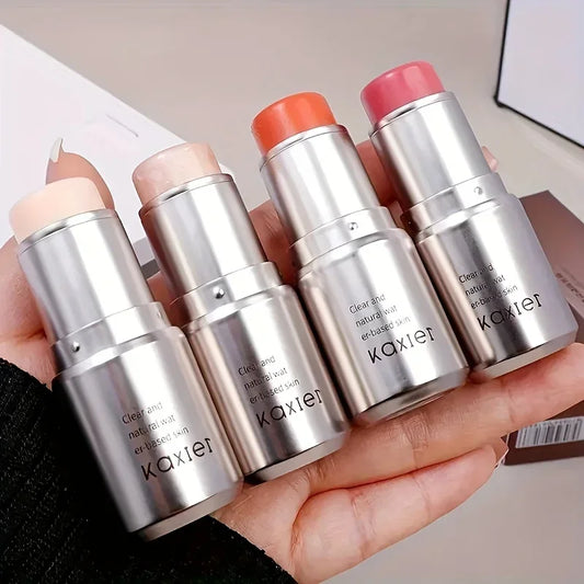 4 Color Waterproof Shimmer Blush Stick Face Highlighter Moisturizing Long-Lasting Illuminator for Brightening And Contouring