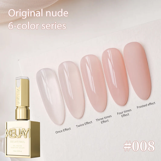 Spring 2025 Nail Fashion Bright Nails 6 Color 15ml Trendy Cool Nude Nail Polish Semi-Permanent Nail Soak UV LED