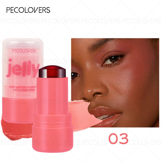 PECOLOVERS 3-in-1 Long-Lasting Waterproof Blush Stick - Jelly Texture, Fragrance-Free, Radiant Finish, Eyes & Cheeks