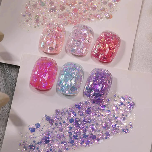 1-12PCS Deer Crash Sparkling Series Gel Nail Polish Sparkling All-match Whitening Sequins Fashionable Eye-catching Nail Supplies