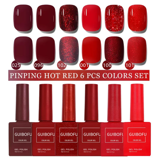 6pcs 15ml Gel Nail Polish Set Semi Permanent Soak Off Uv Varnish Nail Art For Manicure Nail Design One Color One Bottle