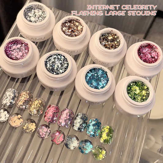 5ml High Density Glitter Gel Polish Sparkling Sequins Nail Art Ultra Platinum Gold Silver Color Soak Off UV LED Gel Varnish For