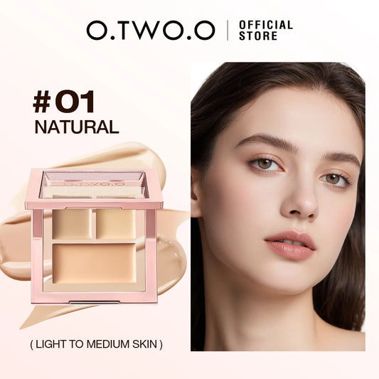 3Tone Flawless Concealer Palette High Coverage Long Lasting Cover Acne Dark Circles Brightening Skin Contour Cream