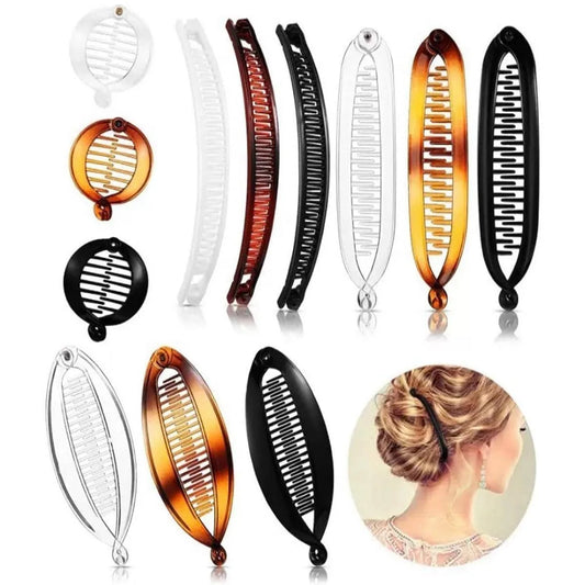 3-12 Piece Set of Banana Hair Clips, Classic Comb, Large Double Comb Fishtail Hair Clip, Banana Ponytail Clip for Women