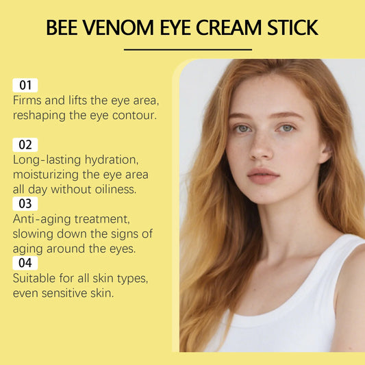 Bee Venom Firming Eye Cream Stick Dark Circles Remove Eye Bags for Under Eye Honey Lifting Brightening Anti-Puffiness Eye Care