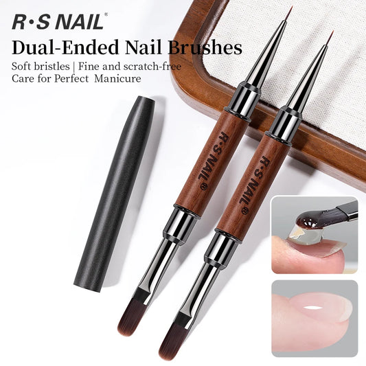 RSNAIL 1/2pcs Dual-ended Nail Design Brushes Phototherapy UV Builder Gel Nail Brush Silicone Carving Pen for DIY Manicure Tool