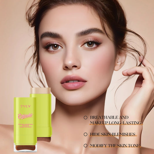 Double Head Concealer Foundation Make-up Cream, Durable, Waterproof, Sweat Proof, With Brush, Foundation Make-up Stick