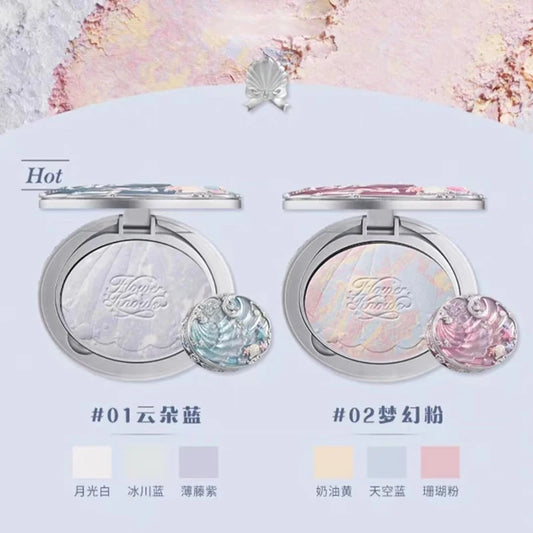 Flower Knows Shell Pearl Collection Baked Powder Mixed Color Honey Powder Clear Matte Makeup Setting Powder Natural Bronze Glow