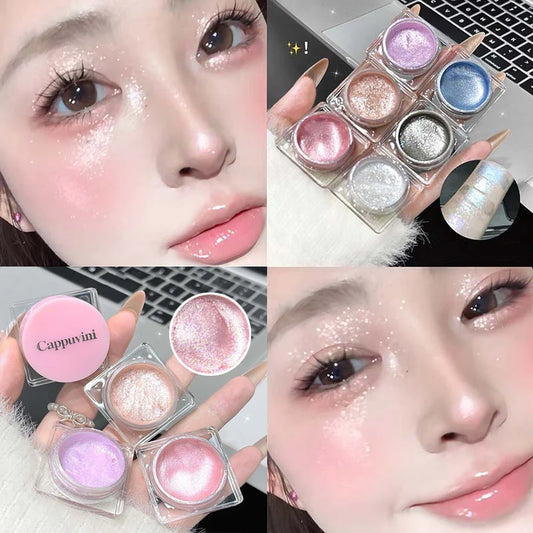 6-Color Shimmer Glitter Highlighter, Sparkle Dewy Liquid Highlighter for Face & Body, Portable Glow Makeup Cosmetics
