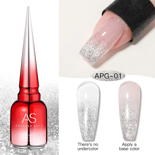 AS 15ml Sparkle Platinum Gel Nail Polish Shiny Pink Gold Silver Glitter Painting Gel Drawing Semi Permanent Tpo Free Varnish