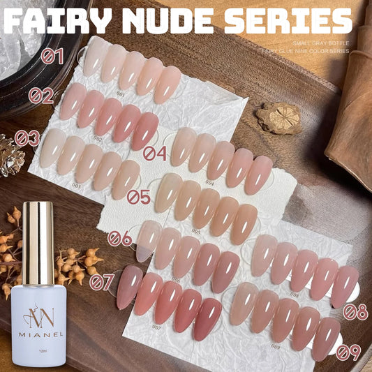 MIANEL 12ML Japanese Style Fairy Gel Nail Polish White Pink Nude Color Ice Clear Nail Polish Pink Nails Summer Nails 1-24pcs