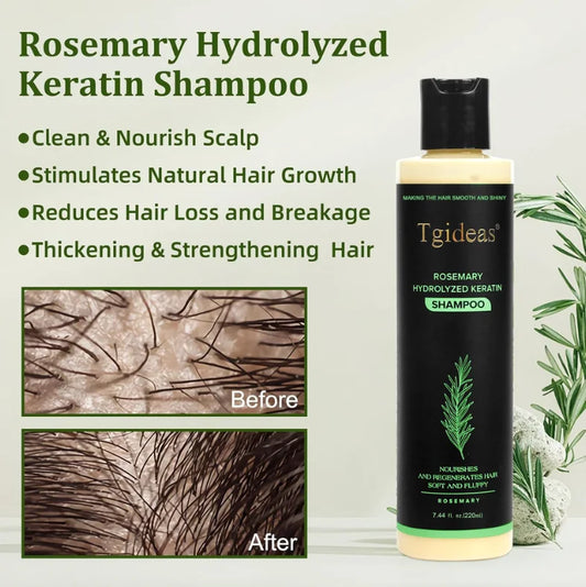 Tgideas Organic Rosemary Hair Growth Shampoo Hydrolyzed Keratin Nourish Scalp Reduce Loss Unisex Shampoo For Dry Fragile Hair