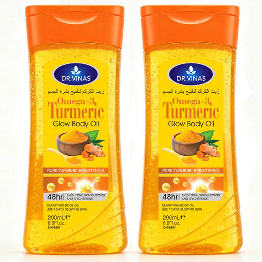 2pcs 200ml Turmeric Omega-3 Glow Body Oil Body Skin Care Oil Moisturizing and Hydrating Care Suitable for All Seasons Body Face