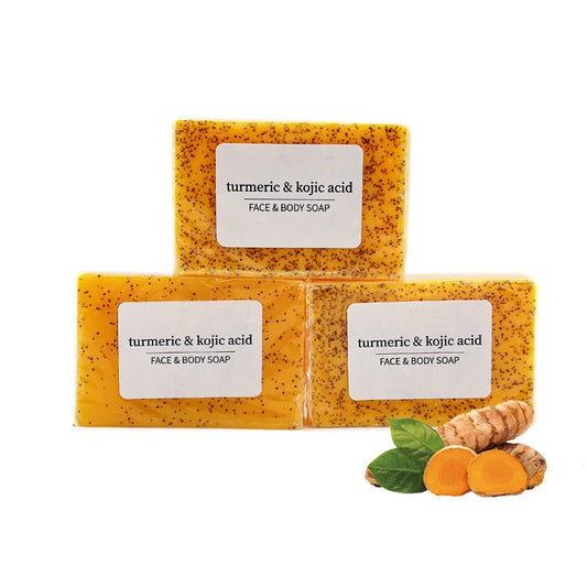 RDQCTQ 1pcs Turmeric Natural Bar Soap for Men, Lemon Kojic Acid Soap, Shower and Facial Soap -No Harsh Chemicals 100g