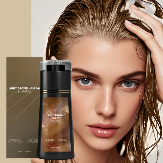 200ML Hair Dye Shampoo Quick Color Gentle Long Lasting Light Brown/Dark Brown/Black Oil Control Fluffy Shampoo Nourish Hair Care