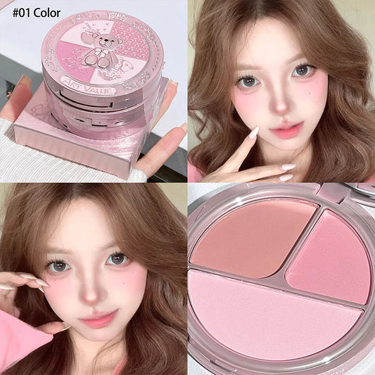 Matte Blusher Palette Natural Cheek Tint Rouge Pink Cream Blush Makeup Face Blusher Highlighter Contour Brighten Cosmetics