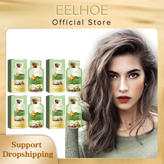 EELHOE Natural Plant Hair Dye Care Coloring Hair Long Lasting Convenient Protection Bubble Plant Hair Dye Shampoo Foam 10Pcs/Box