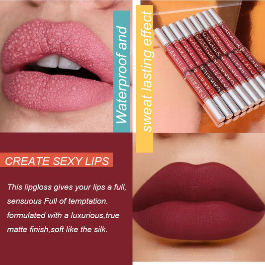 Matte Lip Gloss Lip Oil 10pc/set: Velvet Lipstick High Pigment Waterproof Long Lasting, Nude, Y2K Christmas Valentine's Day Gift