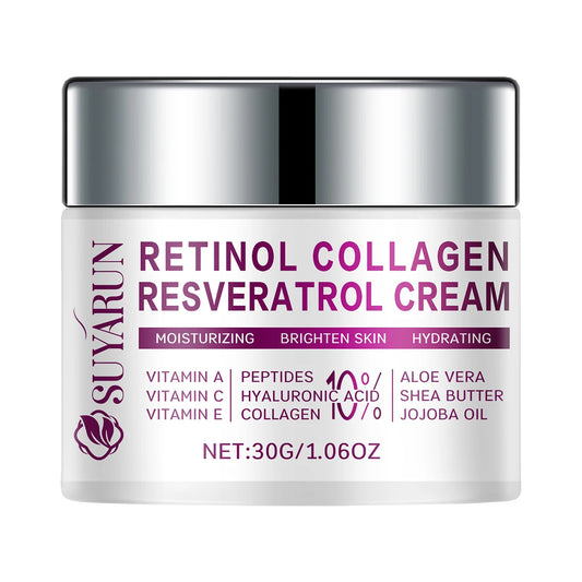 SUYARUN Retinol Resveratrol Anti-Aging Face Cream - Hydrating Night Moisturizer for Wrinkles, Firming & Brightening Skin Care.