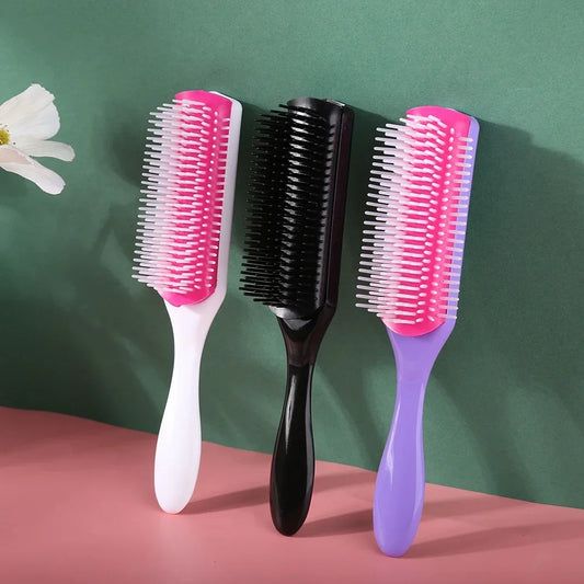 9 Rows Styling Hair Brush Straight Curly Hair Detangling Comb Scalp Massage Detachable Hairbrush Special for Real Hair Wigs