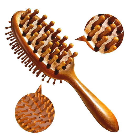 Cushion Massage Combs Double-Sided Sandalwood Cushion Comb Wooden Hair Brush for Hair Styling Anti-Static Scalp Stimulating