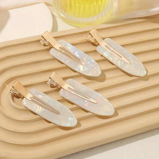 4pcs/set Non-slip Hair Barrettes for Women, Seamless Hairpins and Makeup Clips, Elegant Oval Acetic Acid Hair Clips Set
