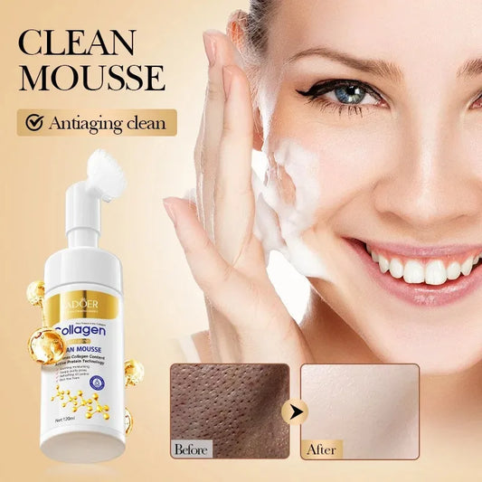 Sadoer Collagen Facial Cleanser Mousse Deep Cleansing Skincare Moisturizing Firming Face Wash Foam Cleanser Skin Care Products