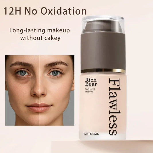 Soft Glow Longwear Foundation Natural Matte Finish Waterproof Concealing Cosmetic Holiday Gift for Women