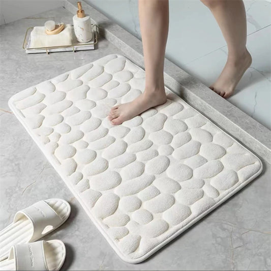 3D Bathroom Anti-slip Mat Pebble Patterned Absorbent Pad Bath Mats Doormat Carpet Cobblestone Embossed Door Floor