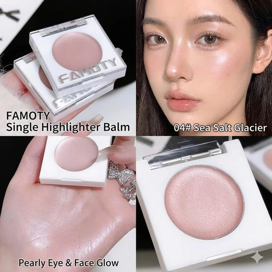 FAMOTY Multi-Use Cream Highlighter Balm â Pearlescent Shimmer Glow Stick for Face & Eyes. Dewy, Wet-Look Finish. (White/Pink