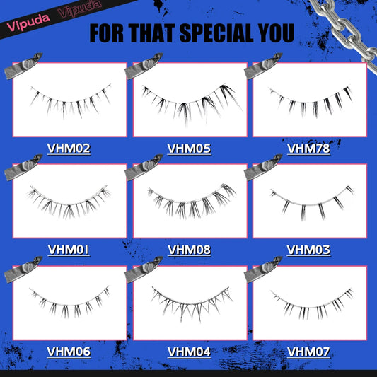 Vipuda Lower Lashes 5 Pairs Clear Band Bottom Lashes Natural Wispy Handmade Under Eye Lashes Extensions Soft Fake Lashes Pack
