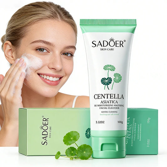 SADOER Centella Facial Cleanser Moisturizing Skin Whitening Anti Acne Deep Cleansing Anti-aigng Face Wash Foam Facial Cleanser