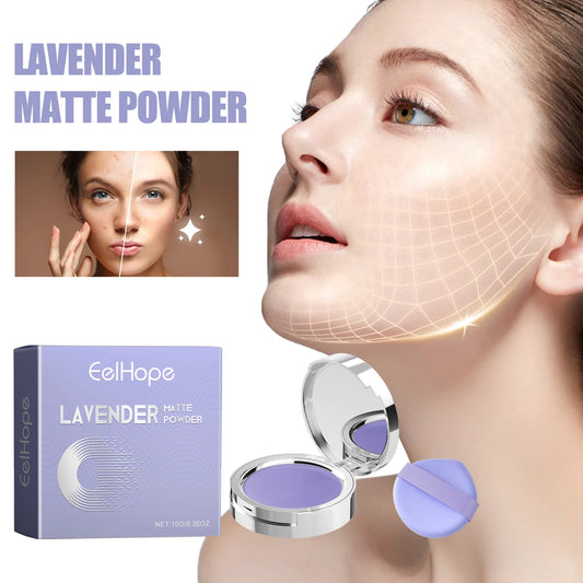 Lavender Matte Setting Powder Color Correcting Purple Pressed Powder Oil Control Brightening Face Finishing Powder No Flashback