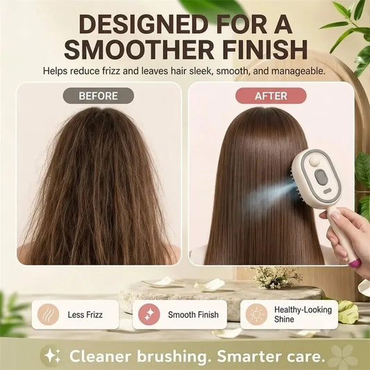 Electric Hair Brush for Anti-Frizz Detangling with Spray, Red Light Therapy & Retractable Teeth â Scalp Massage, Wet & Dry Use