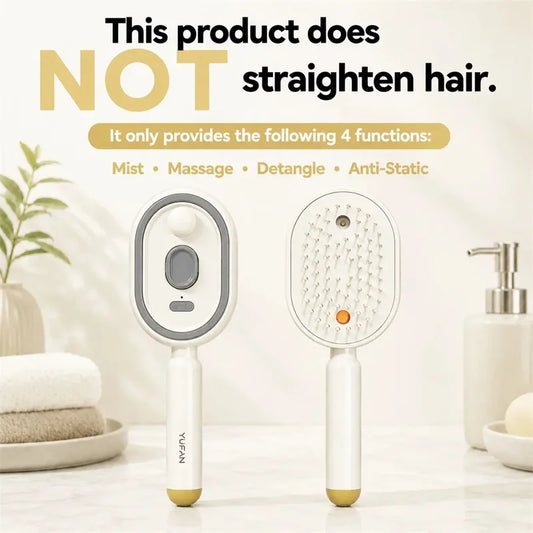 Electric Hair Brush for Anti-Frizz Detangling with Spray, Red Light Therapy & Retractable Teeth â Scalp Massage, Wet & Dry Use