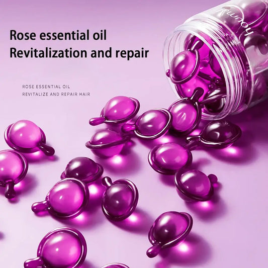 Hair Styling Serum for Frizzy & Dry Hair Rose Essence Oil Capsules Leave-in Anti Frizz Conditioner Repairs Dry, Damaged Hair