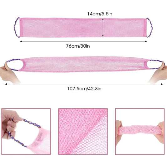 African Exfoliating Bath Net Set of 2,Extra Long Back Scrubber - Deep Cleansing Body Scrub for Shower,Exfoliator for Men & Women