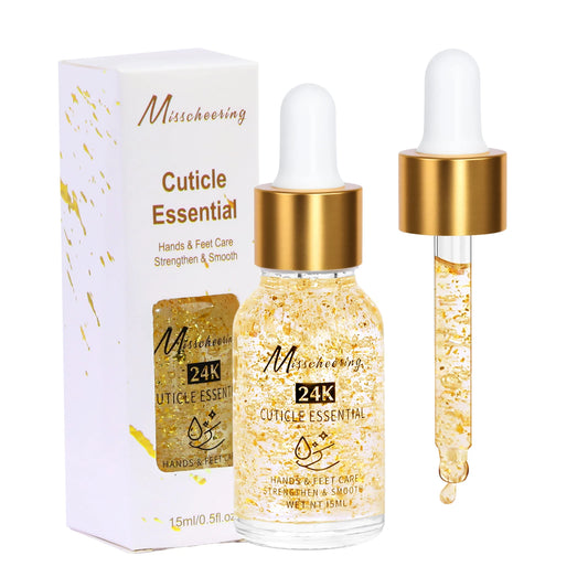 15ml 24k Golden Foil Nutritional Oil Nail Cuticle Nutrient Oil Nourish Repair Damaged Nail Care Nutrition Oil Treatment
