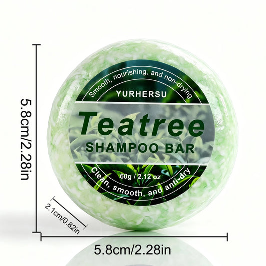 Natural Tea Tree Shampoo Bar Oil Control Anti Dandruff Refreshing Scalp Cleansing Solid Shampoo Soap for Oily Flaky Hair