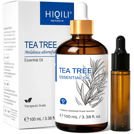 HIQILI 100ML Tea Tree Essential Oils for Hair Care & Increase Hair Shine Diffuser Humidifier Massage Candles Making Soap