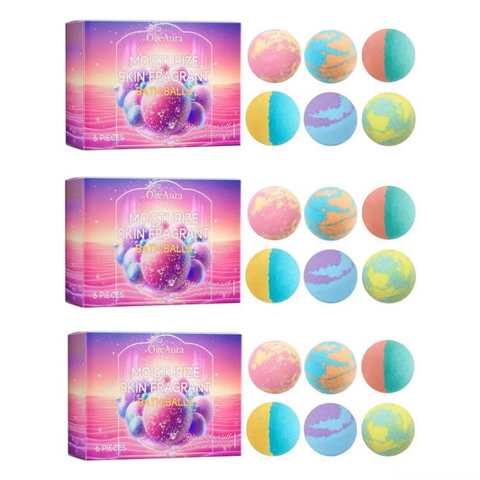 6PCS Colorful Bath Balls Gift Set Deep Moisturizing Skin Exfoliating Reduce Dryness Cheerful Scent Relax Spa Bath Flavor Balls