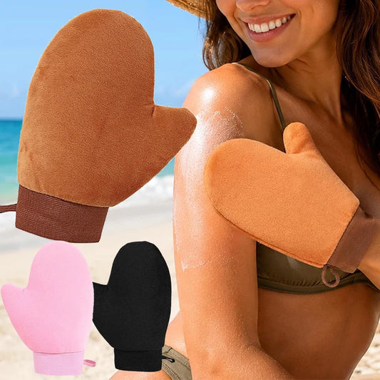 New Tan Mitt Body Lotion Glove Self Tanning Mitt Double Sided Prevents Sticky Hands Applicator Portable Quick Dry Flocking Glove