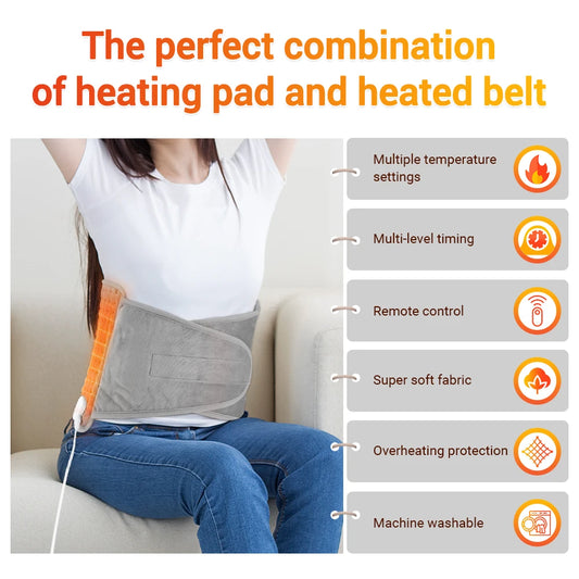 59*30cm Electric Heating Waist Belt Warm Thermal Pad Office Home Temperature Control Warming Back Hand Leg Abdomen Body Warmer