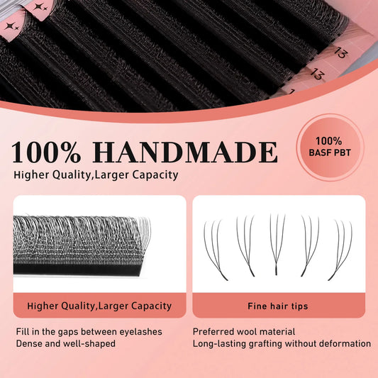 Merrdear 3D U Shaped Eyelashes Extension C D Curl 3d U Lashes 8-15mm Length Handmade Mink Premade Volume Fans False Eyelashes