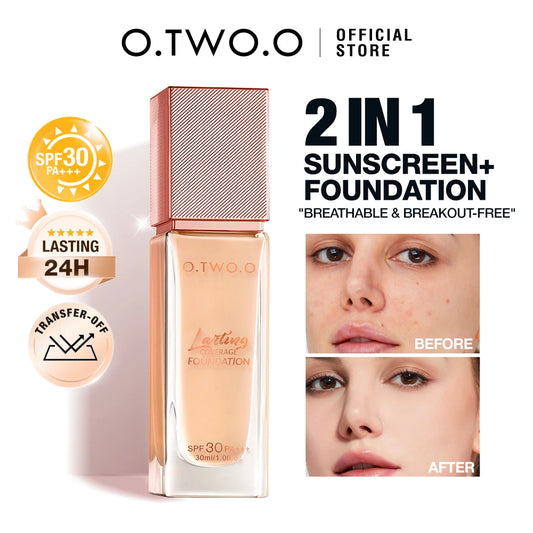 O.TWO.O Foundation Liquid Coverage Cream Matte Moisturizing Oil-control Long-Lasting Waterproof Concealer Foundation Makeup