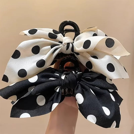 1/2 Set Color Polka Dot Shark Clip Multi-layer Bowknot Hair Clip Elegant Fashion Temperament Girls Hair Clip Headdress